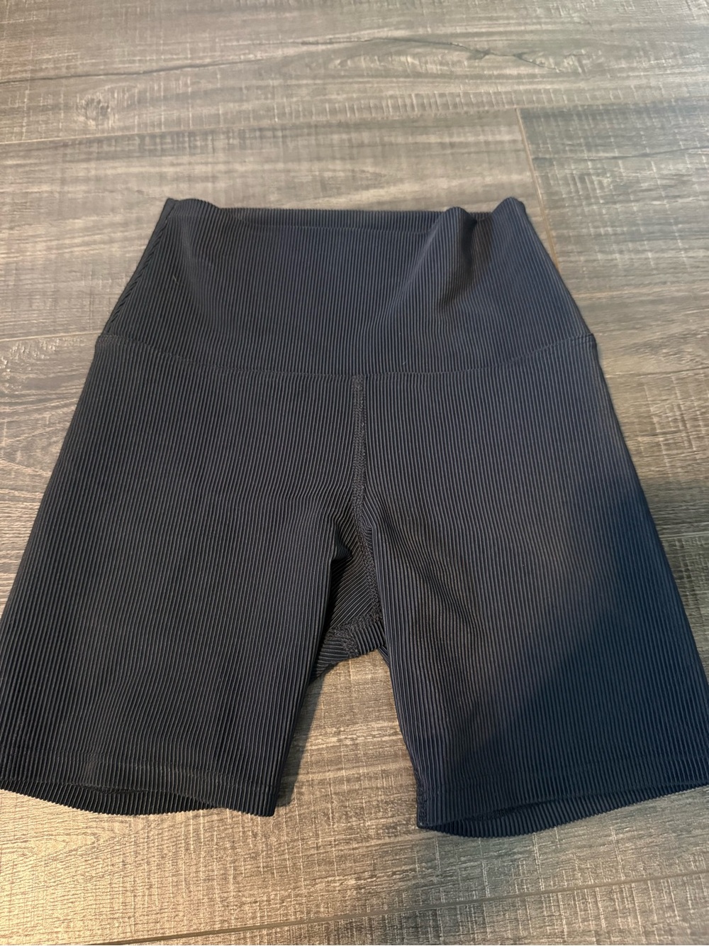 Beach Riot Black Ribbed High-Waist Bike Shorts